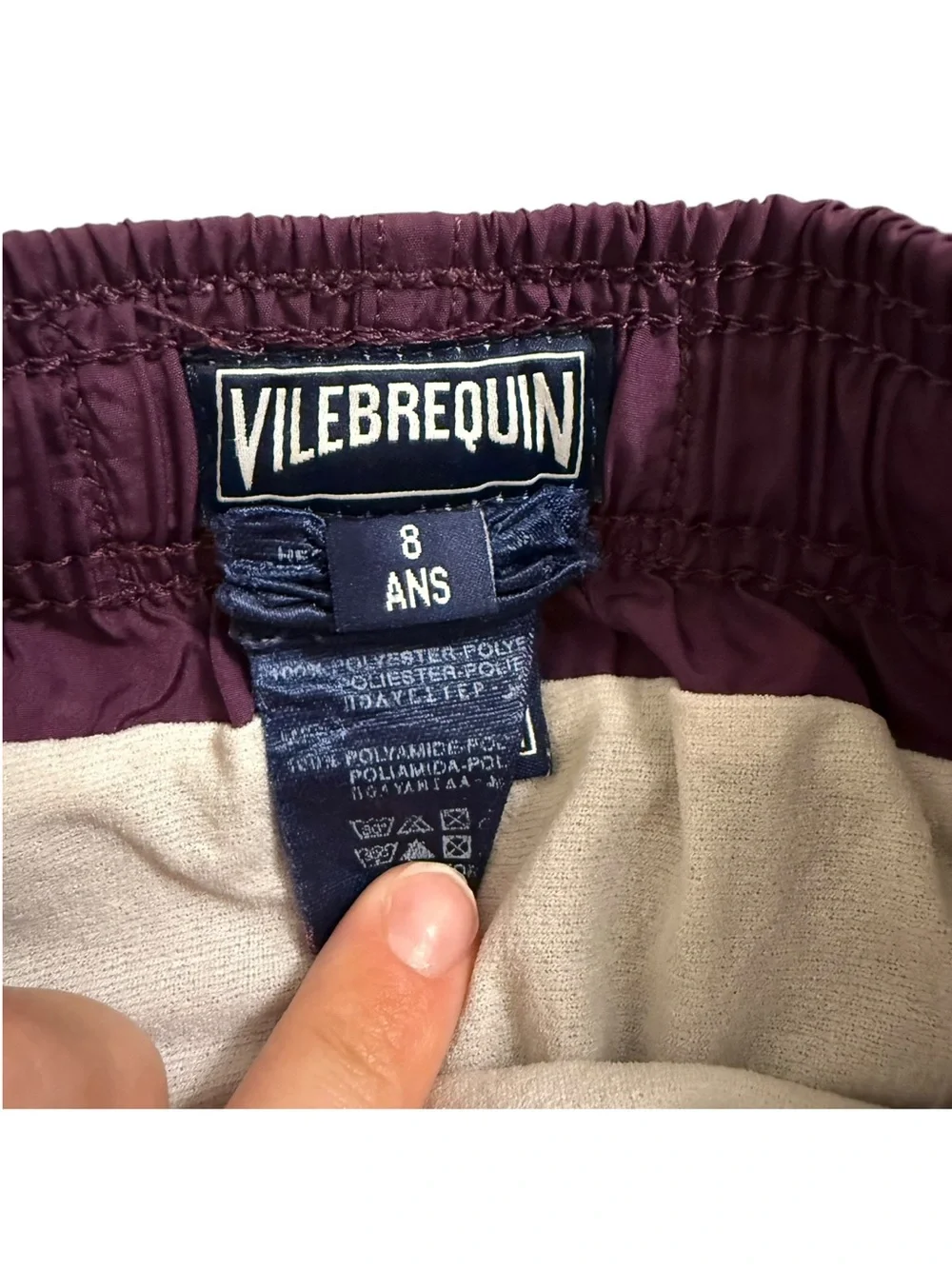 Vilebrequin Swim Trunks Boys Size 8 Solid Plum Purple